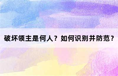 破坏领主是何人？如何识别并防范？