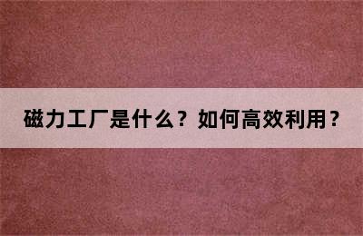 磁力工厂是什么？如何高效利用？