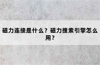 磁力连接是什么？磁力搜索引擎怎么用？