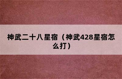 神武二十八星宿（神武428星宿怎么打）