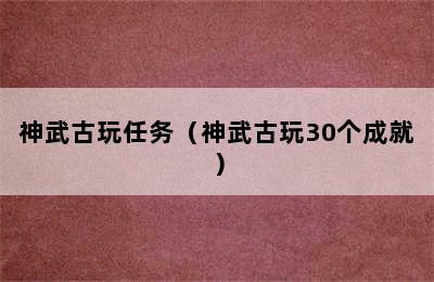 神武古玩任务（神武古玩30个成就）