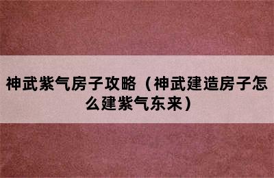 神武紫气房子攻略（神武建造房子怎么建紫气东来）