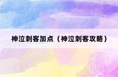 神泣刺客加点（神泣刺客攻略）