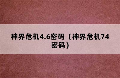 神界危机4.6密码（神界危机74密码）