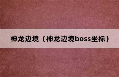 神龙边境（神龙边境boss坐标）