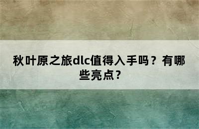 秋叶原之旅dlc值得入手吗？有哪些亮点？