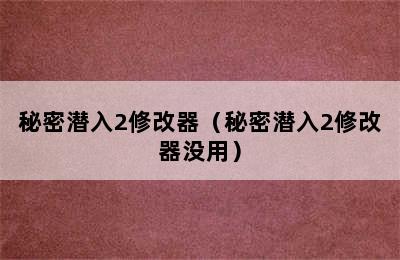 秘密潜入2修改器（秘密潜入2修改器没用）