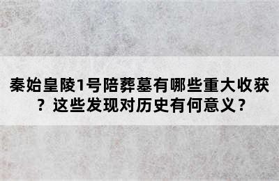 秦始皇陵1号陪葬墓有哪些重大收获？这些发现对历史有何意义？