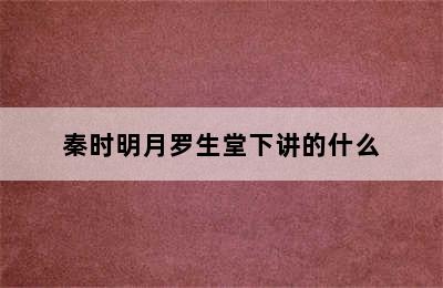 秦时明月罗生堂下讲的什么