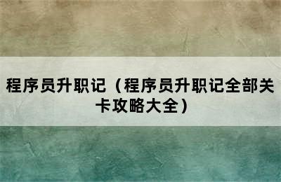 程序员升职记（程序员升职记全部关卡攻略大全）