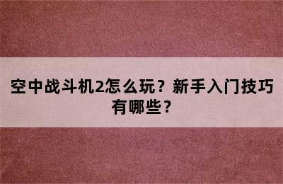 空中战斗机2怎么玩？新手入门技巧有哪些？