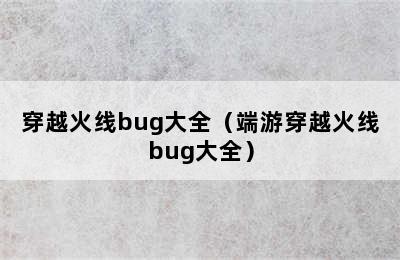 穿越火线bug大全（端游穿越火线bug大全）