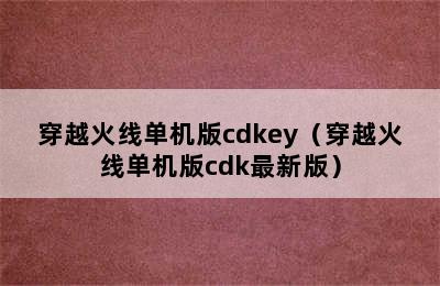 穿越火线单机版cdkey（穿越火线单机版cdk最新版）