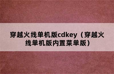 穿越火线单机版cdkey（穿越火线单机版内置菜单版）