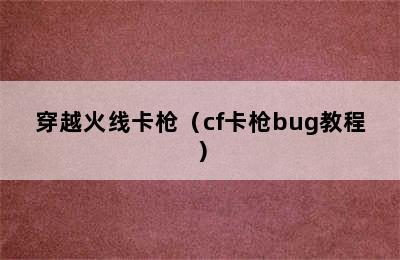 穿越火线卡枪（cf卡枪bug教程）