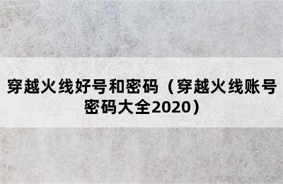 穿越火线好号和密码（穿越火线账号密码大全2020）