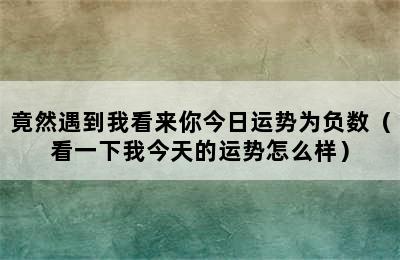 竟然遇到我看来你今日运势为负数（看一下我今天的运势怎么样）