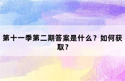 第十一季第二期答案是什么？如何获取？