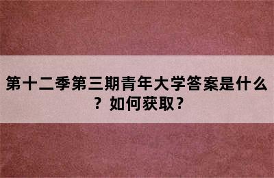 第十二季第三期青年大学答案是什么？如何获取？