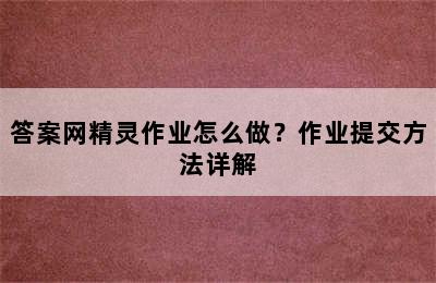 答案网精灵作业怎么做？作业提交方法详解