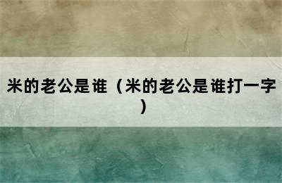 米的老公是谁（米的老公是谁打一字）