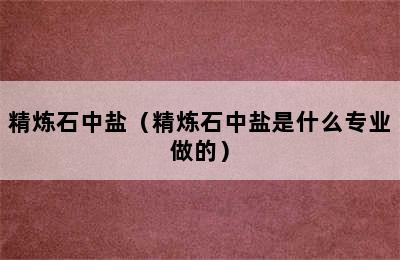 精炼石中盐（精炼石中盐是什么专业做的）