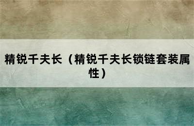 精锐千夫长（精锐千夫长锁链套装属性）