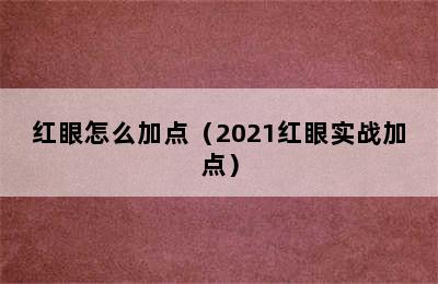 红眼怎么加点（2021红眼实战加点）