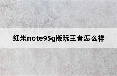 红米note95g版玩王者怎么样