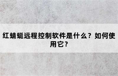 红蜻蜓远程控制软件是什么？如何使用它？
