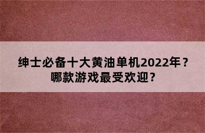 绅士必备十大黄油单机2022年？哪款游戏最受欢迎？