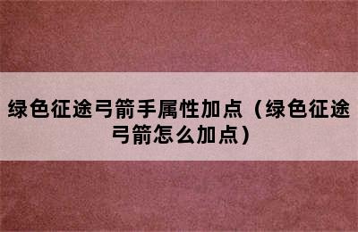 绿色征途弓箭手属性加点（绿色征途弓箭怎么加点）