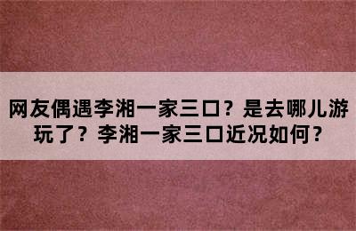 网友偶遇李湘一家三口？是去哪儿游玩了？李湘一家三口近况如何？