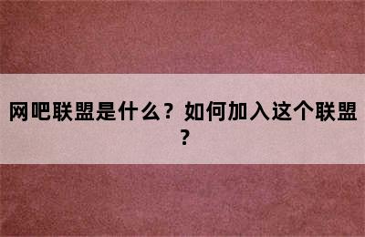 网吧联盟是什么？如何加入这个联盟？