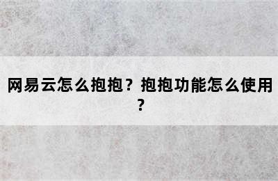 网易云怎么抱抱？抱抱功能怎么使用？