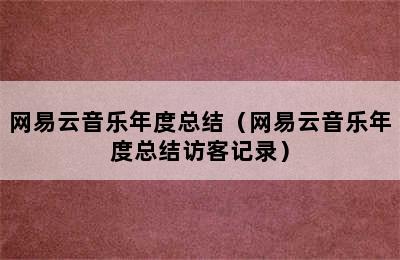 网易云音乐年度总结（网易云音乐年度总结访客记录）