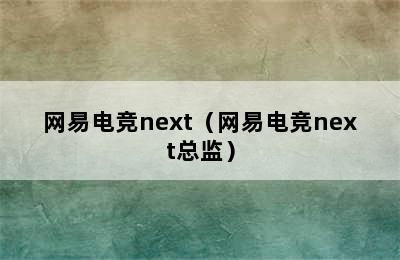 网易电竞next（网易电竞next总监）