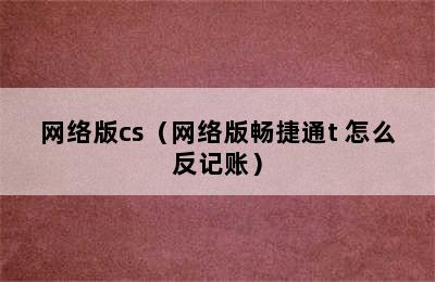 网络版cs（网络版畅捷通t+怎么反记账）