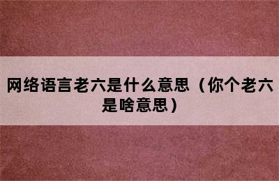 网络语言老六是什么意思（你个老六是啥意思）