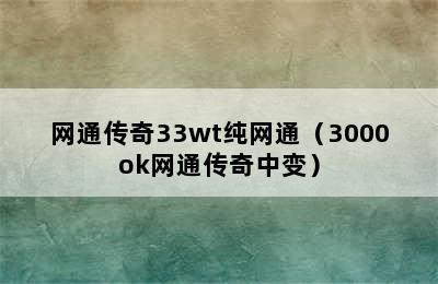 网通传奇33wt纯网通（3000ok网通传奇中变）