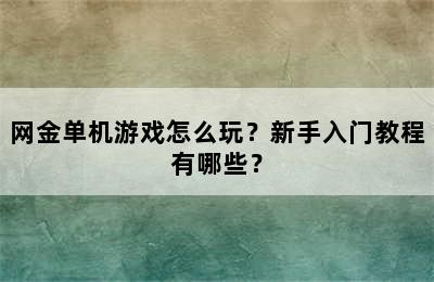 网金单机游戏怎么玩？新手入门教程有哪些？