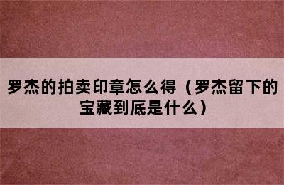 罗杰的拍卖印章怎么得（罗杰留下的宝藏到底是什么）