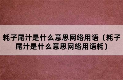 耗子尾汁是什么意思网络用语（耗子尾汁是什么意思网络用语耗）