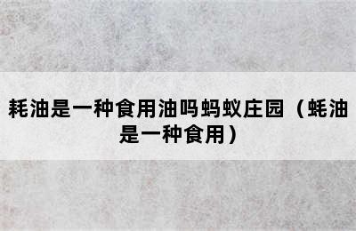 耗油是一种食用油吗蚂蚁庄园（蚝油是一种食用）