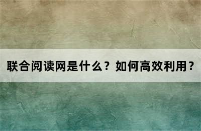 联合阅读网是什么？如何高效利用？