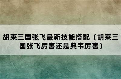 胡莱三国张飞最新技能搭配（胡莱三国张飞厉害还是典韦厉害）