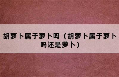 胡萝卜属于萝卜吗（胡萝卜属于萝卜吗还是萝卜）