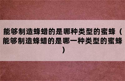能够制造蜂蜡的是哪种类型的蜜蜂（能够制造蜂蜡的是哪一种类型的蜜蜂）