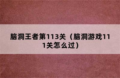 脑洞王者第113关（脑洞游戏111关怎么过）