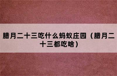 腊月二十三吃什么蚂蚁庄园（腊月二十三都吃啥）